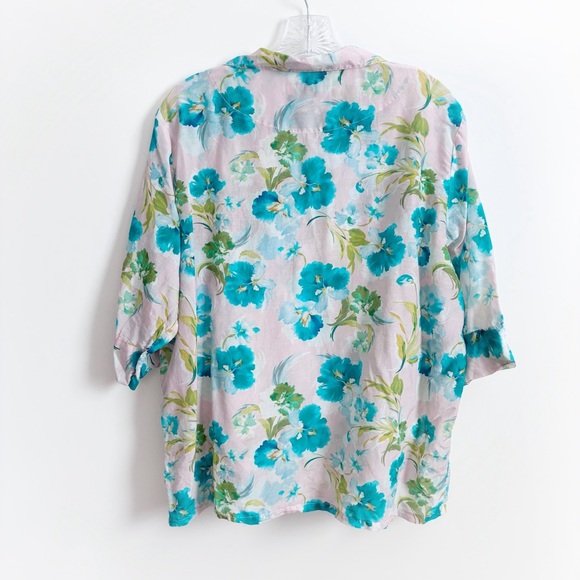 Papinelle Audrey Crop PJ Set pink blue floral cotton silk relaxed lightweight - Picture 9 of 13